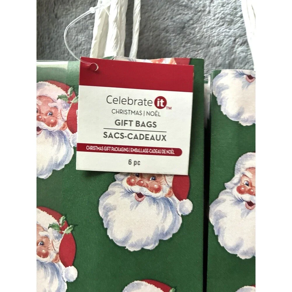 Christmas Gift Bags Santa Design 18 Total Small Holiday Bags 8”